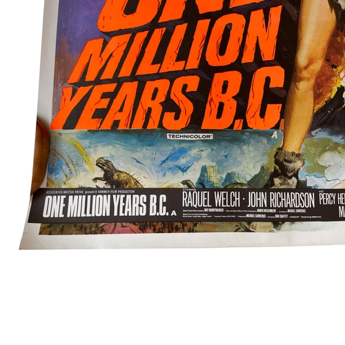 68 - An original Chantrell rolled 1966 'One Million Years B.C. / She' uk quad movie / film poster, starri... 