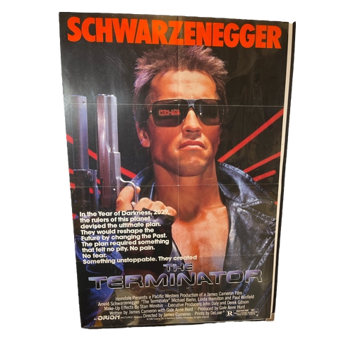 104 - An original 1985 'The Terminator' one sheet film poster, 1st release,  featuring Arnold Schwarzenegg... 