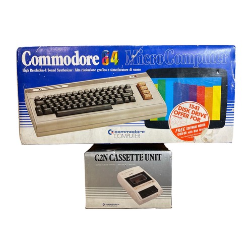 97 - A vintage 1980's Commodore 64 Micro Computer, together with a C2N Cassette Unit Gaming / Computing, ... 