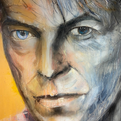 107 - A large F. You Khan 'David Bowie' painting, oil on canvas, art / portrait of the musician & sing... 