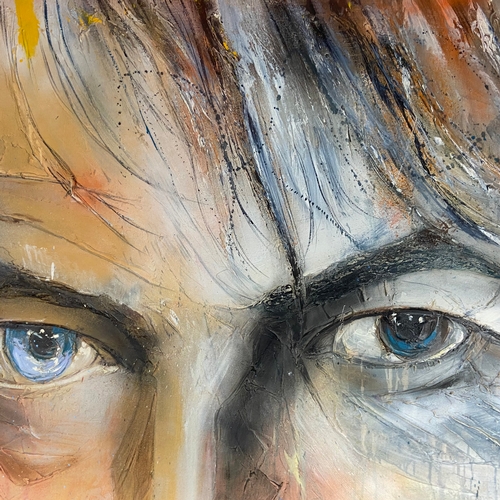 107 - A large F. You Khan 'David Bowie' painting, oil on canvas, art / portrait of the musician & sing... 