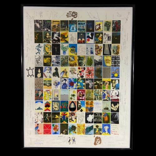 101 - An original 1985 'Visual Aid For Band Aid' by 104 artists and signatures, including David Hockney an... 