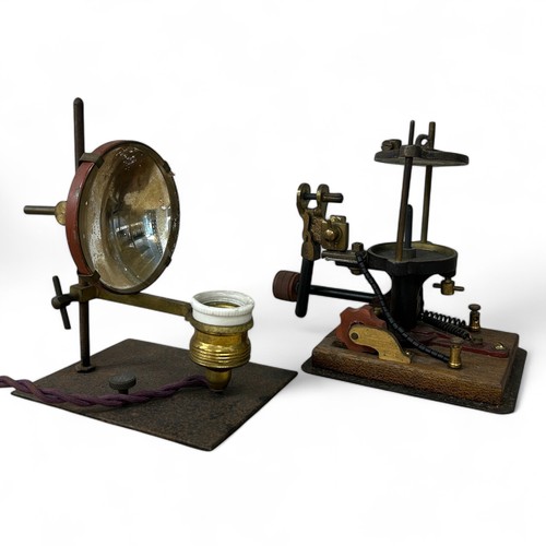 245 - A late 19th century mahogany and brass Ross Magic Lantern, the mahogany base with inset 'ROSS LONDON... 