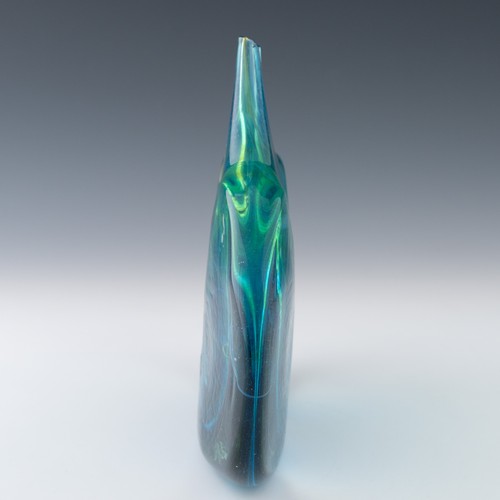 111 - A Michael Harris for Mdina Glass large Fish vase, in primarily green and blue tones with swirls and ... 