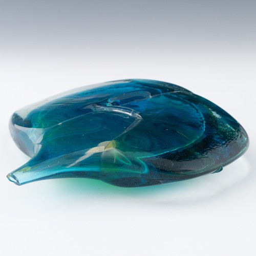 111 - A Michael Harris for Mdina Glass large Fish vase, in primarily green and blue tones with swirls and ... 