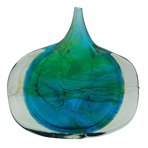 111 - A Michael Harris for Mdina Glass large Fish vase, in primarily green and blue tones with swirls and ... 