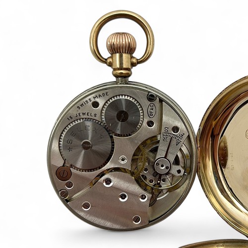 165 - A 9ct gold cased John Elkan Ltd 'Colonial' gentleman's pocket watch, the black and white enamelled d... 