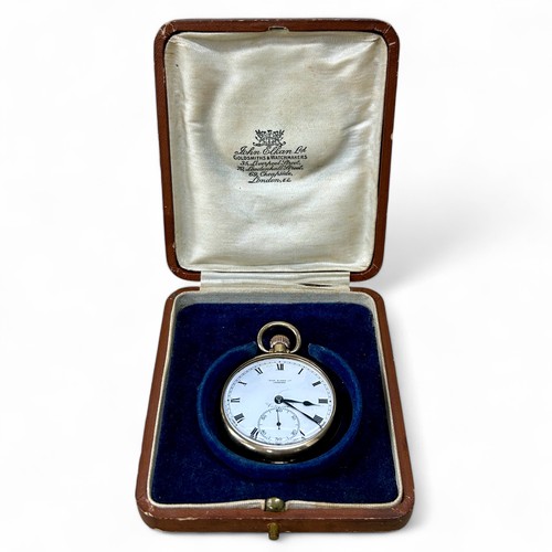 165 - A 9ct gold cased John Elkan Ltd 'Colonial' gentleman's pocket watch, the black and white enamelled d... 