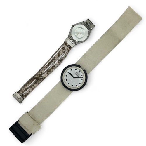 167 - A POP Swatch 'Polka Dot' Swiss quartz watch, white face with black polka dot markers and hands in a ... 