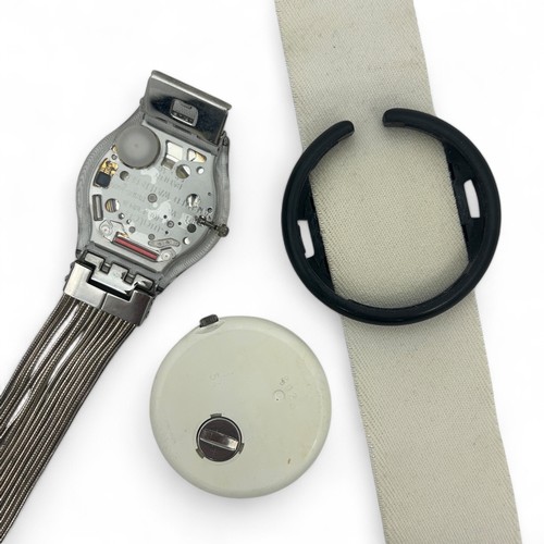 167 - A POP Swatch 'Polka Dot' Swiss quartz watch, white face with black polka dot markers and hands in a ... 