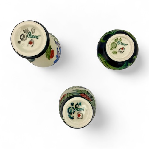 46 - Three Moorcroft pottery 'Fly Away Home' pattern vases designed by Rachel Bishop, issue date 2006, wi... 