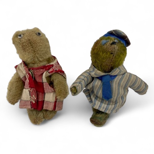 244 - Two WWI J.K. Farnell 'Soldier Bears', one in blond mohair, with clear and black glass eyes, dressed ... 