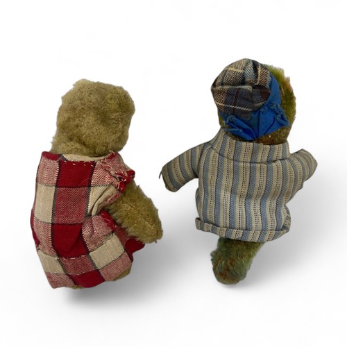 244 - Two WWI J.K. Farnell 'Soldier Bears', one in blond mohair, with clear and black glass eyes, dressed ... 