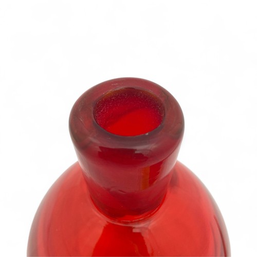 112 - A 1960s-70s Murano glass red, yellow and clear cased sommerso stoppered bottle, in the manner of Ant... 