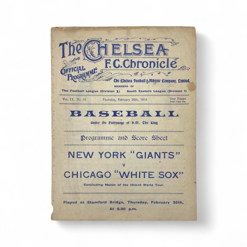 255 - A rare 'The Chelsea F.C. Chronicle' official programme and score sheet for a baseball game between t... 