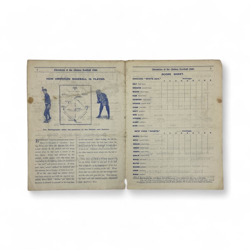 255 - A rare 'The Chelsea F.C. Chronicle' official programme and score sheet for a baseball game between t... 