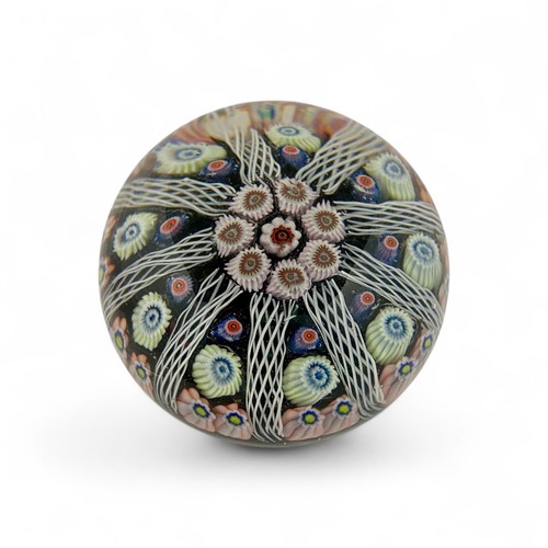 75 - Three medium Strathearn P.8 radial millefiori dome paperweights, largest diameter 6.6cm, height 4.7c... 