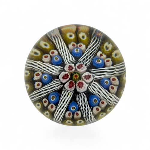 77 - Five medium Strathearn P.8 radial millefiori dome paperweights, diameter 6.7cm, height 5.7cm (5)