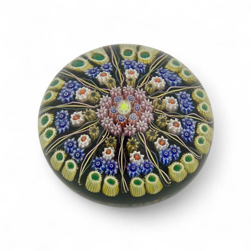 80 - Three Perthshire PP1 ten spoke radial millefiori dome paperweights, largest diameter 7.7cm by 5.6cm ... 