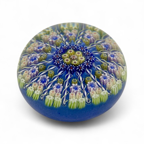 83 - Three Perthshire PP1 fourteen spoke millefiori radial paperweights, largest diameter 7.8cm by 6cm he... 