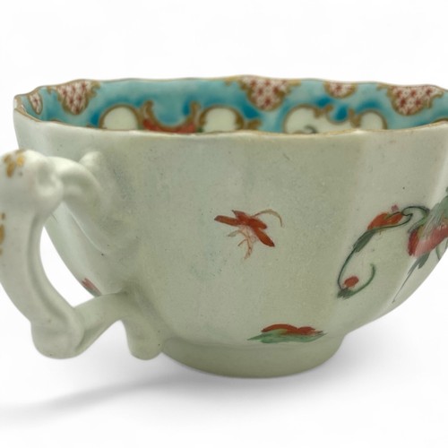 3 - A First Period Worcester Porcelain 'Jabberwocky' pattern fluted teacup and saucer 1768-1775, both ex... 