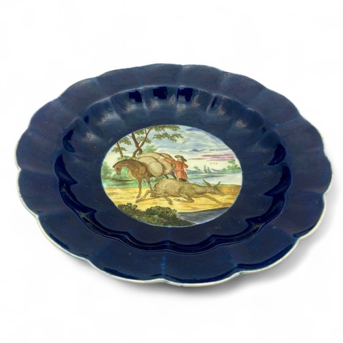 1 - A Worcester Porcelain 'Fables' dish decorated by Jefferyes Hammett O'Neale in circa 1770, depicting ... 