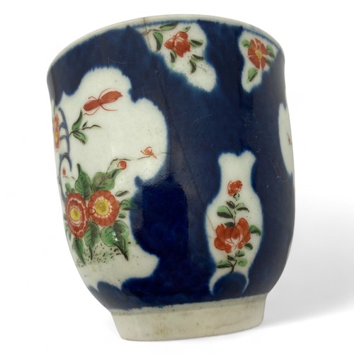 18 - A study group of six Worcester Porcelain coffee cups and can, there are two scale bleu examples, a '... 