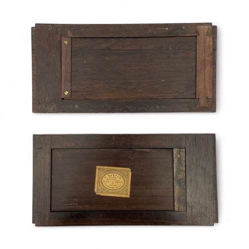 216 - Two Tunbridge ware book slides by Thomas Barton circa 1880, both have the same dimensions: unextende... 