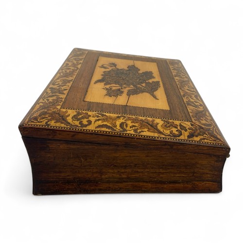 215 - A mid 19th century Tunbridge Ware writing slope/box, possibly by Edmund Nye, with a floral mosaic, 2... 