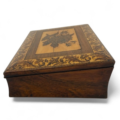 215 - A mid 19th century Tunbridge Ware writing slope/box, possibly by Edmund Nye, with a floral mosaic, 2... 