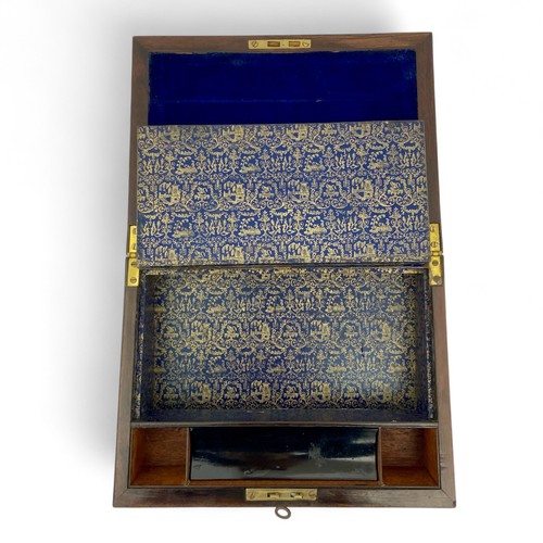 215 - A mid 19th century Tunbridge Ware writing slope/box, possibly by Edmund Nye, with a floral mosaic, 2... 