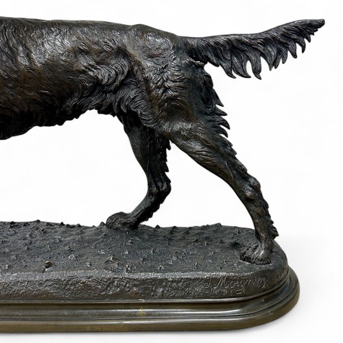 172 - Jules Moigniez (1835-94), a large patinated cast bronze sculpture of a dog holding a pheasant in its... 