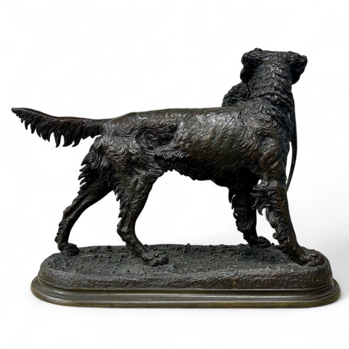 172 - Jules Moigniez (1835-94), a large patinated cast bronze sculpture of a dog holding a pheasant in its... 