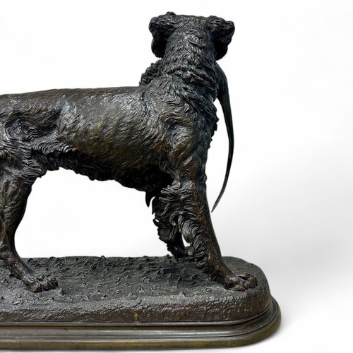 172 - Jules Moigniez (1835-94), a large patinated cast bronze sculpture of a dog holding a pheasant in its... 