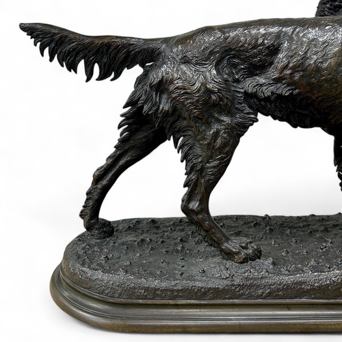 172 - Jules Moigniez (1835-94), a large patinated cast bronze sculpture of a dog holding a pheasant in its... 