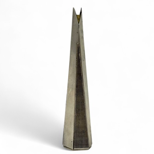 156 - Vicki Ambery-Smith (b.1955), a silver 'Shard Brooch' pin, in the form of The Shard tower, the split ... 