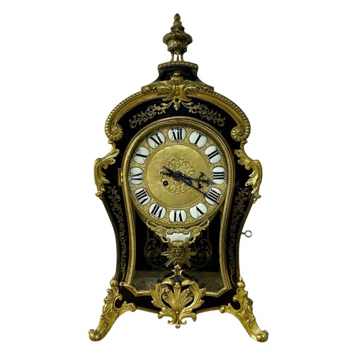 168 - A mid-late 19th century French Boulle bracket clock, in the 18th century Louis XV style, with waiste... 