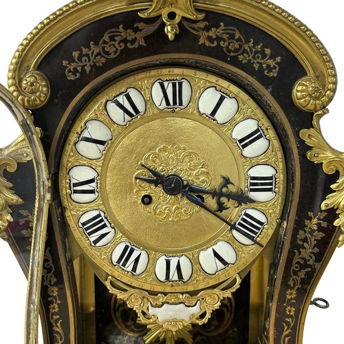 168 - A mid-late 19th century French Boulle bracket clock, in the 18th century Louis XV style, with waiste... 