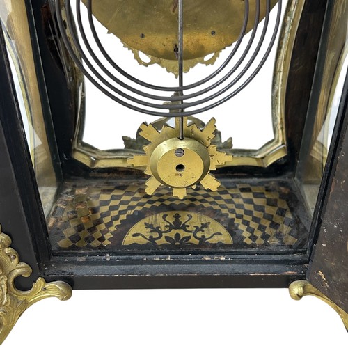 168 - A mid-late 19th century French Boulle bracket clock, in the 18th century Louis XV style, with waiste... 