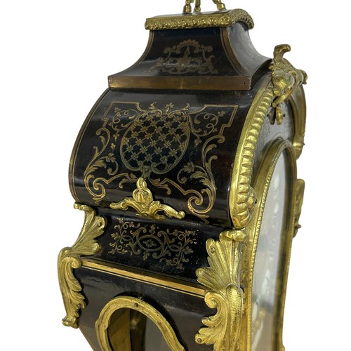 168 - A mid-late 19th century French Boulle bracket clock, in the 18th century Louis XV style, with waiste... 