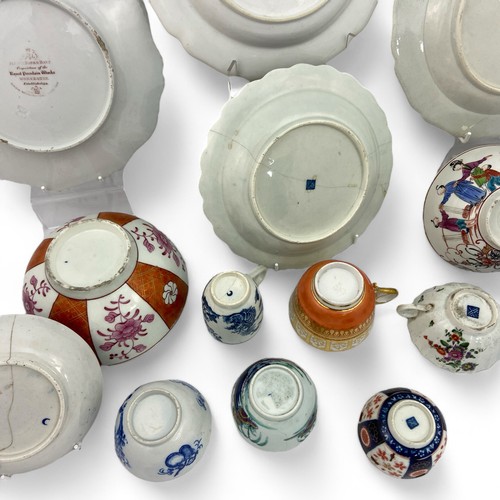 19 - An eclectic group of porcelain, the group includes a red anchor Chelsea plate, a Flight and Barr pla... 