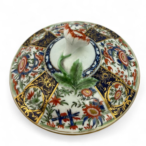 10 - Two Worcester Porcelain sucrier covers, with fan pattern and Pu Tai, diameter 11.5cm. (2)