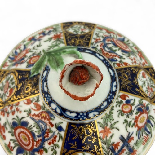 10 - Two Worcester Porcelain sucrier covers, with fan pattern and Pu Tai, diameter 11.5cm. (2)