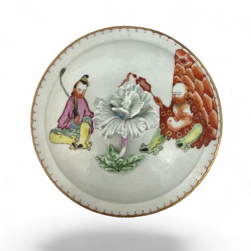 10 - Two Worcester Porcelain sucrier covers, with fan pattern and Pu Tai, diameter 11.5cm. (2)