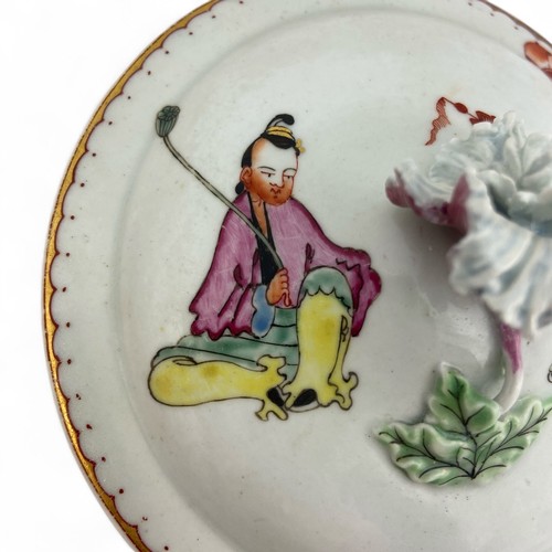 10 - Two Worcester Porcelain sucrier covers, with fan pattern and Pu Tai, diameter 11.5cm. (2)