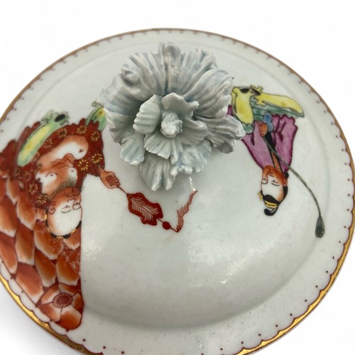 10 - Two Worcester Porcelain sucrier covers, with fan pattern and Pu Tai, diameter 11.5cm. (2)