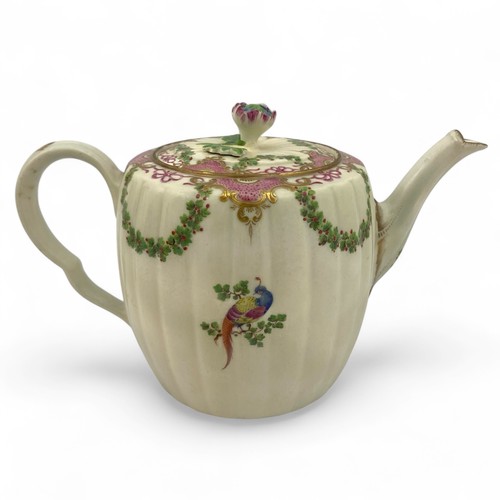 12 - Three eighteenth century Worcester Porcelain teapots and two coffee pots, the group includes a 'Chin... 