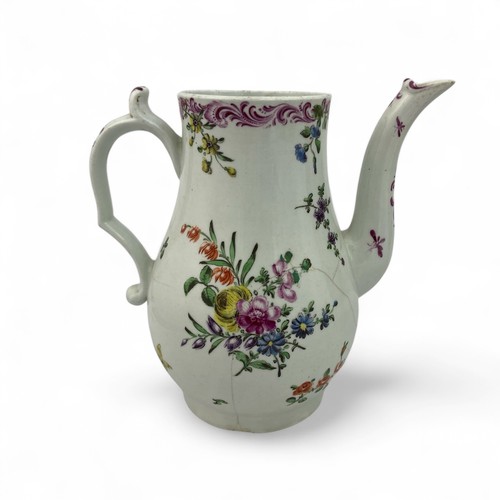 12 - Three eighteenth century Worcester Porcelain teapots and two coffee pots, the group includes a 'Chin... 