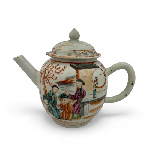 12 - Three eighteenth century Worcester Porcelain teapots and two coffee pots, the group includes a 'Chin... 