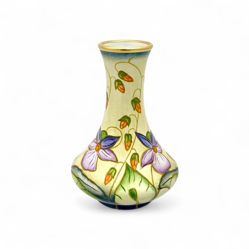 59 - A miniature Moorcroft ‘Sweet Thief’ pattern enamel vase designed by Rachel Bishop, star membership n... 